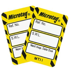 Microtag Inserts - Safe working load (SWL) Next Inspection Date Due