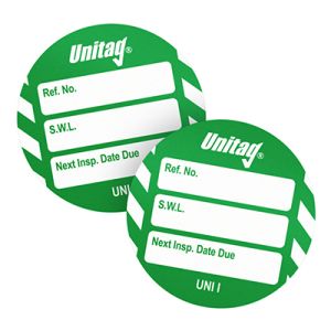 Unitag Inserts - Safe working load (SWL) Next Inspection Date Due