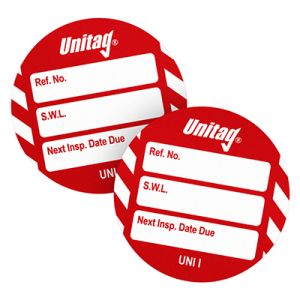 Unitag Inserts - Safe working load (SWL) Next Inspection Date Due